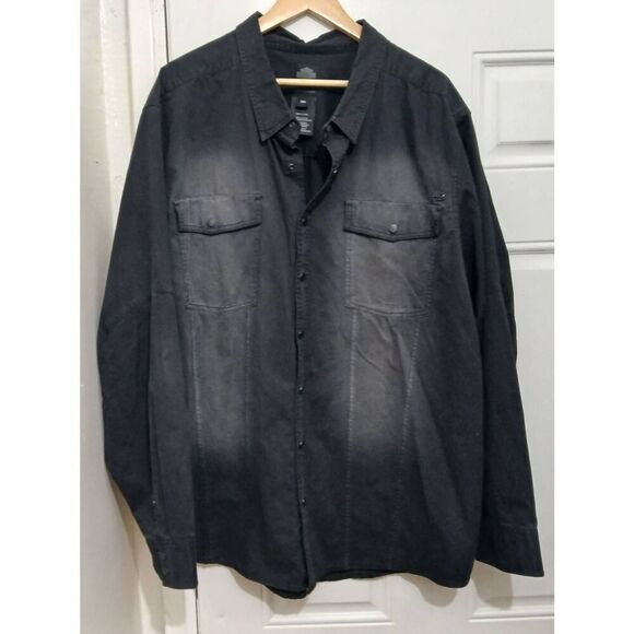 Harley Davidson mens 3xl burnout off black snap button durable shirt longsleeve - Picture 1 of 6